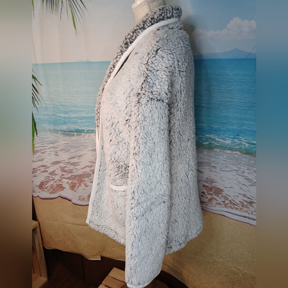 Cuddle duds Women's Gray Sherpa Lounge Jacket Size Small - Picture 4 of 8